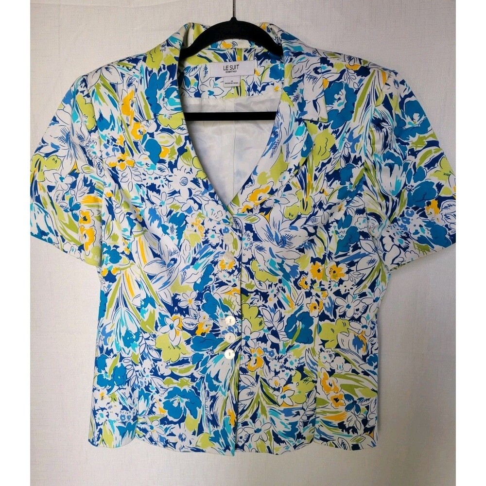 Le Suit Essential Women's Blazer Short-sleeve Size 14 Floral